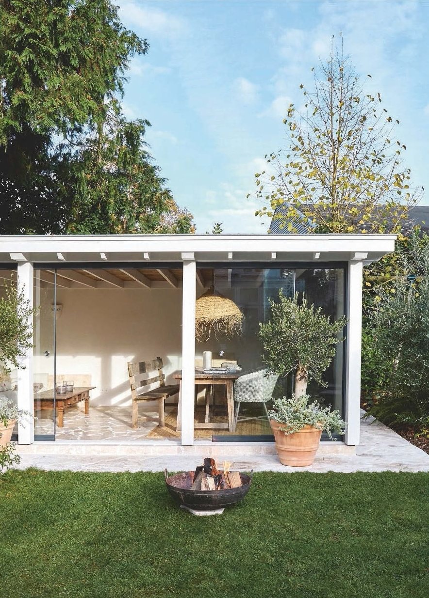 Travertin buitenkamer overkapping flagstones landelijk
