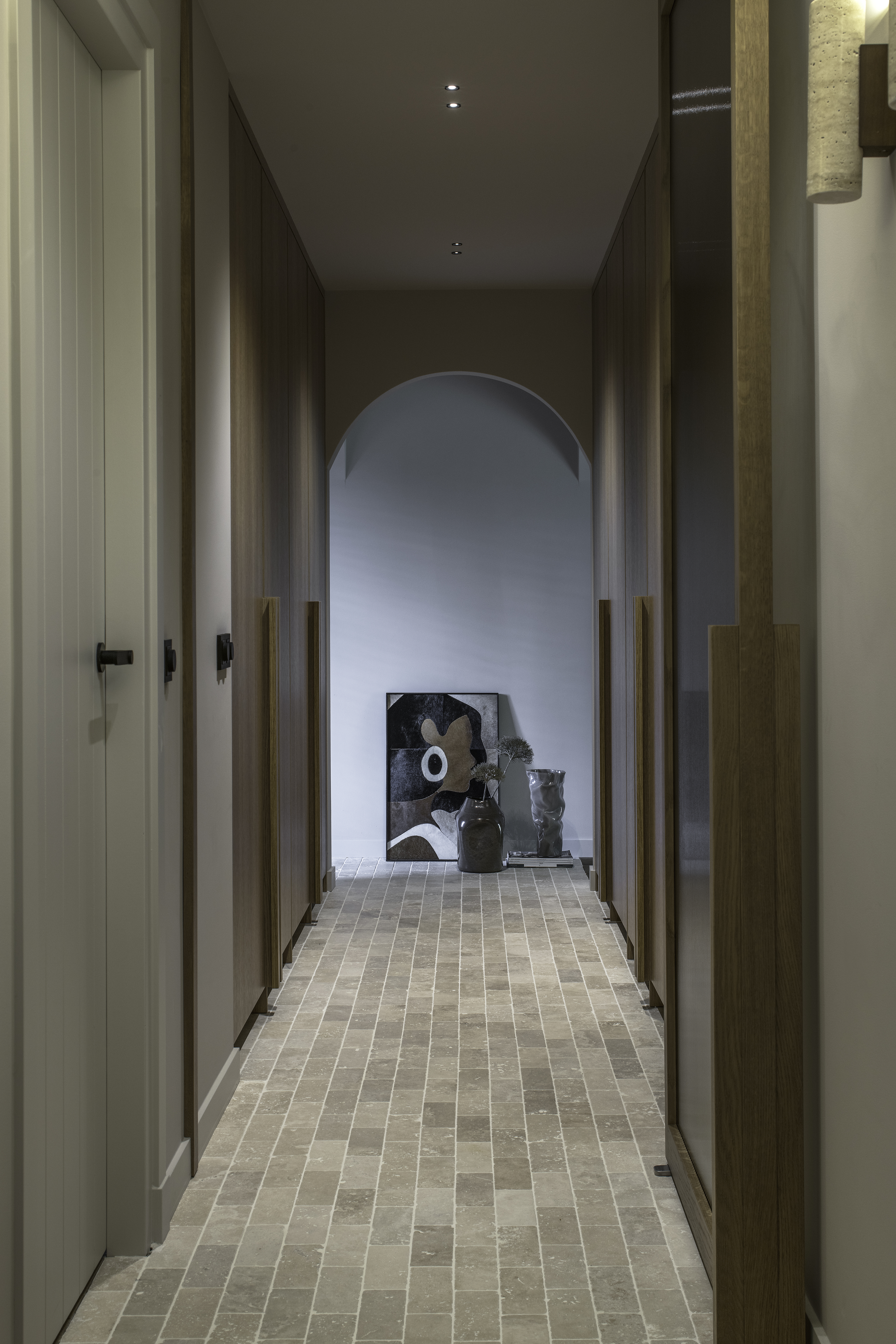 Travertin bricks in hal woonhuis vloer
